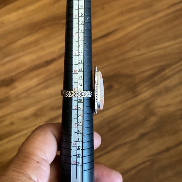 genuine Pink Opal stone 925 silver setting size 10 1/2 - Picture 2 of 2